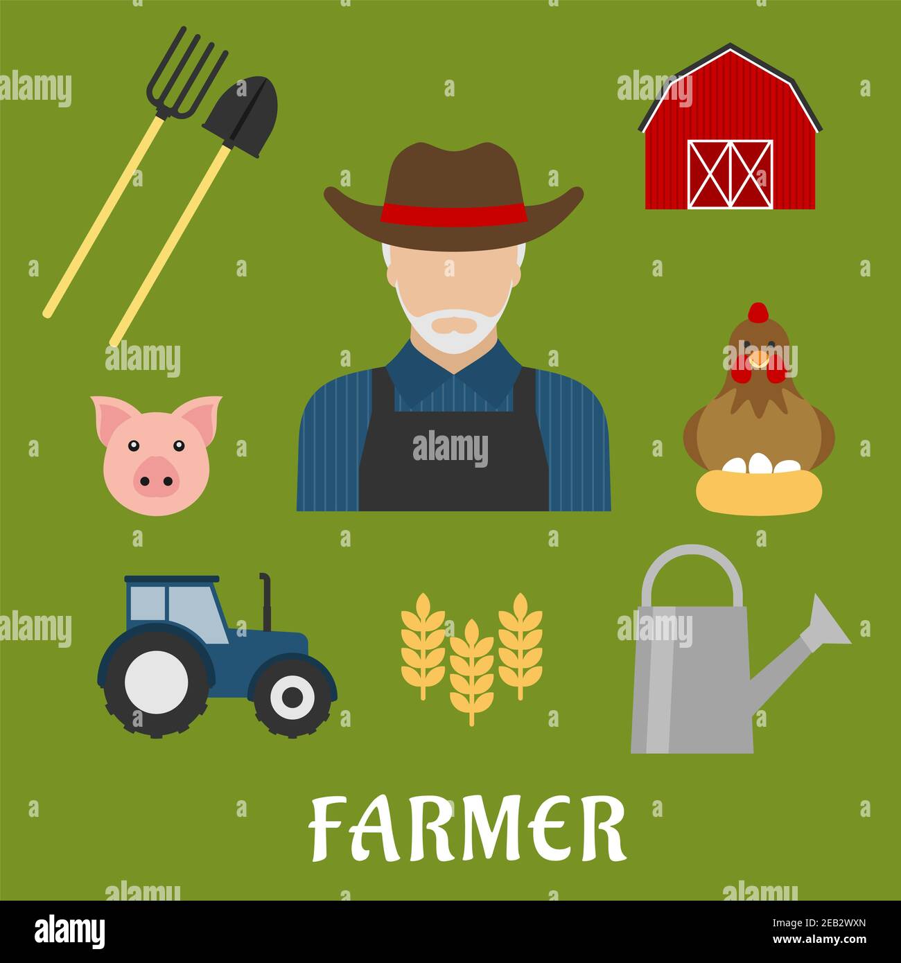 Farmer in wheat field Stock Vector Images - Alamy