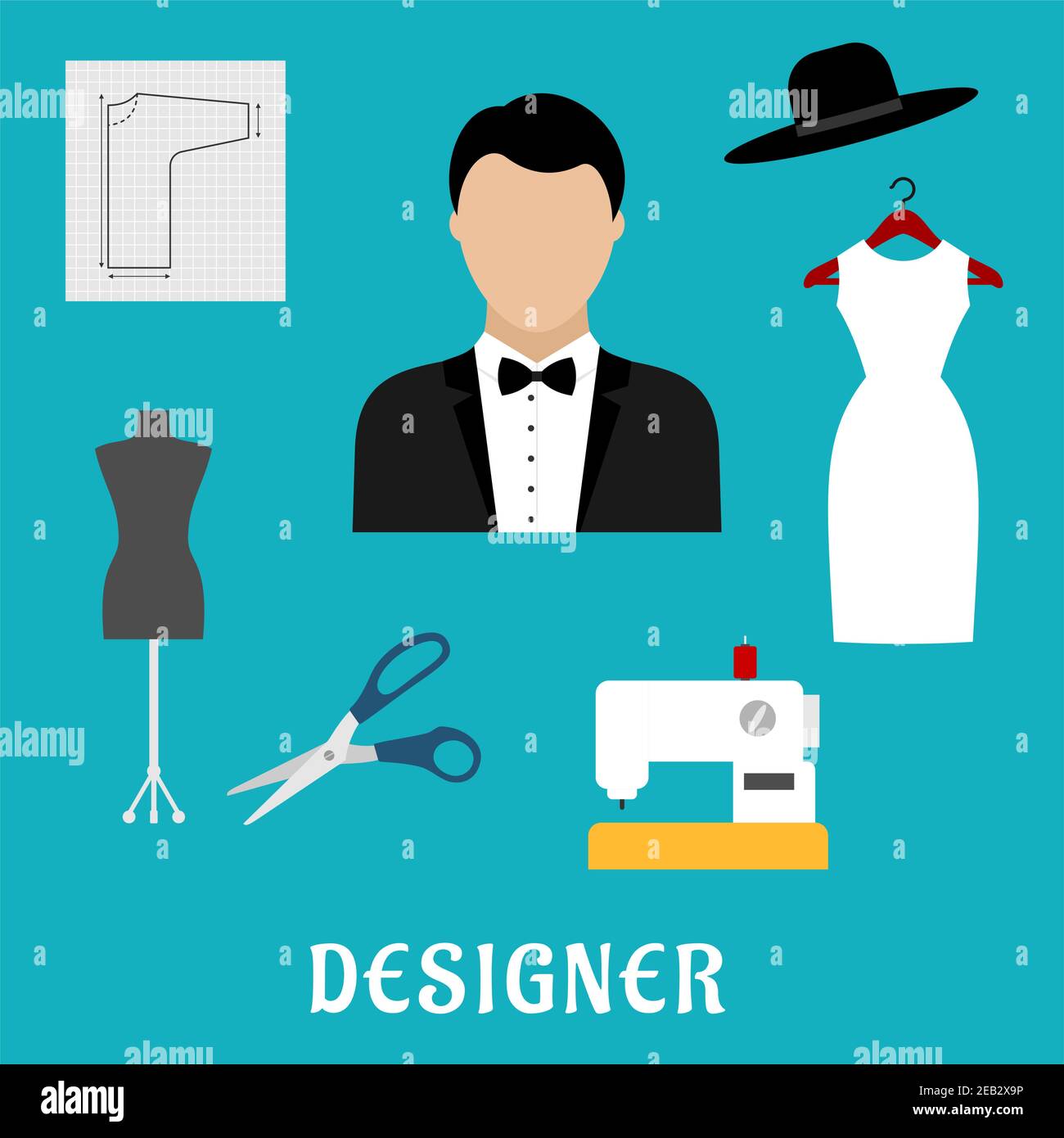 Man sewing clothing Stock Vector Images - Alamy