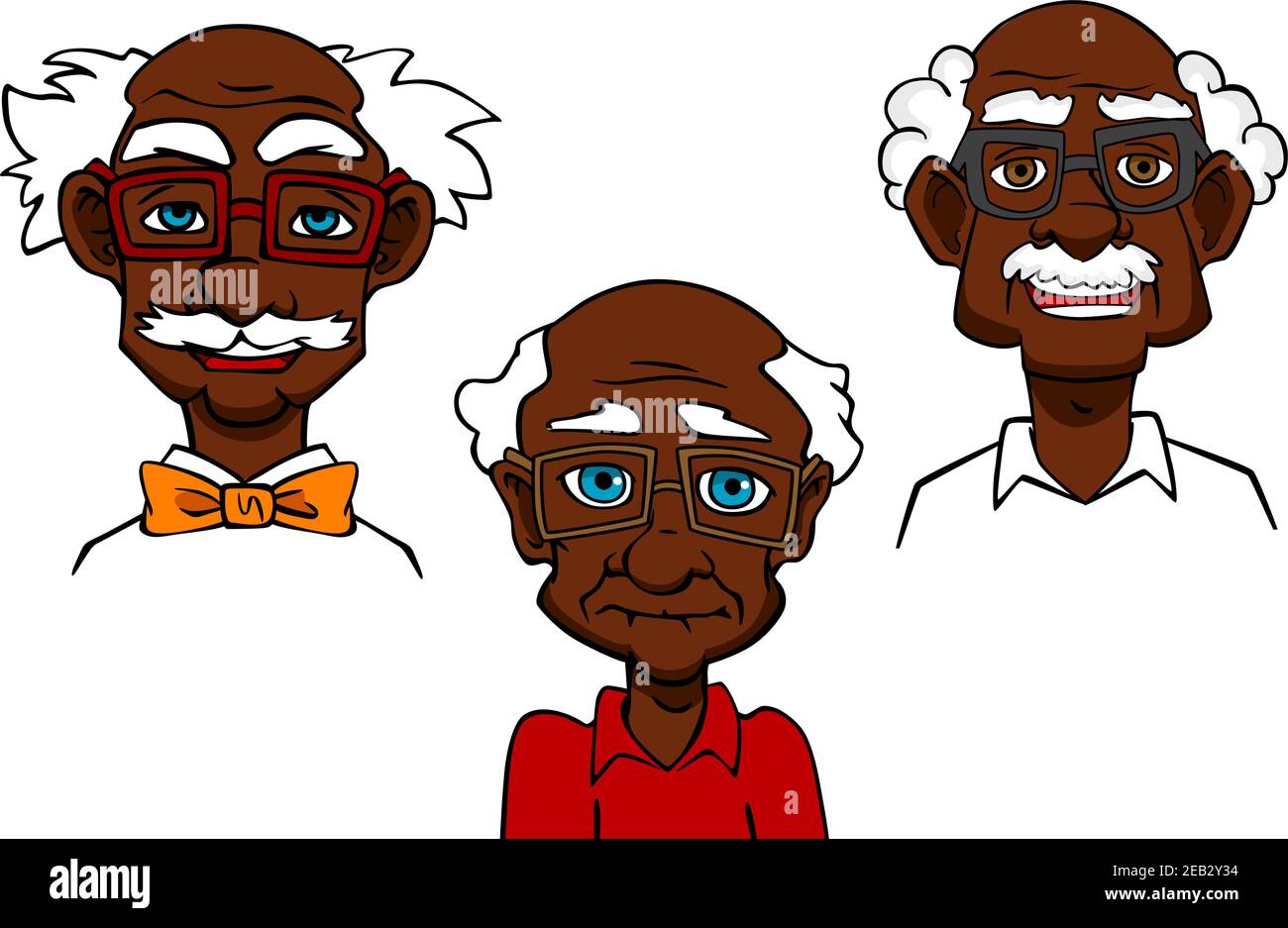 Cartoon portraits of cheerful smiling african american seniors or old men  Stock Vector Image & Art - Alamy