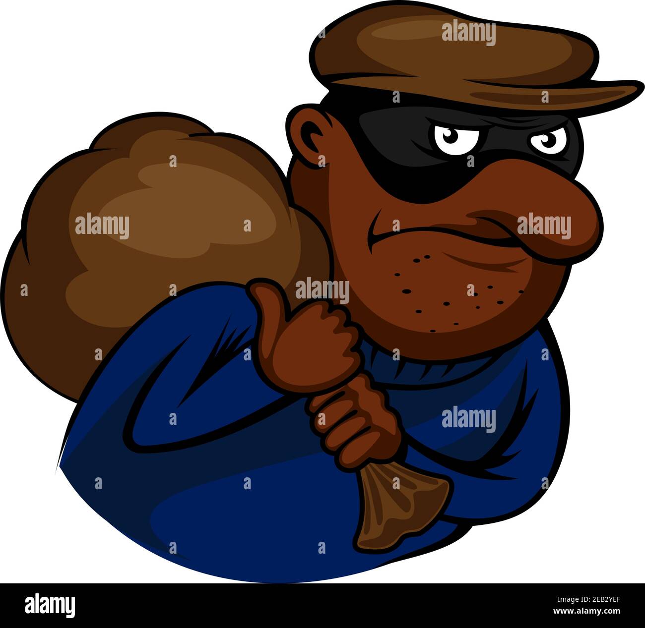Cartoon african american thief or burglar character in black mask, carries  bag over shoulder, for criminal theme design Stock Vector Image & Art -  Alamy