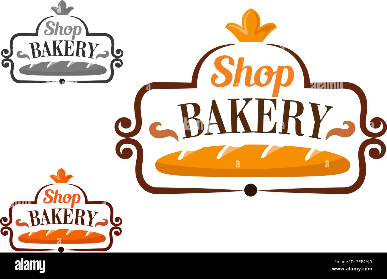 Bakery shop emblem or signboard design with long loaf of wheat bread ...