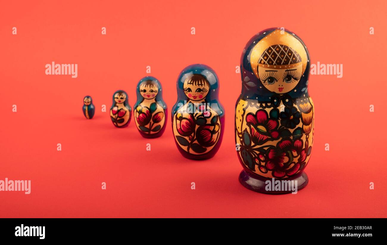 set of matrioshka dolls. Culture of Russia. souvenir from Moscow Stock Photo