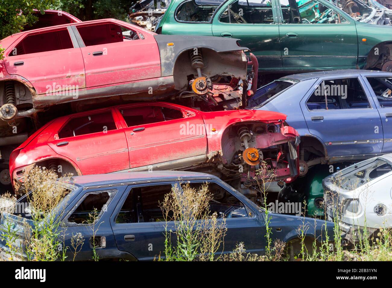 Scrap yard cars Stock Photo