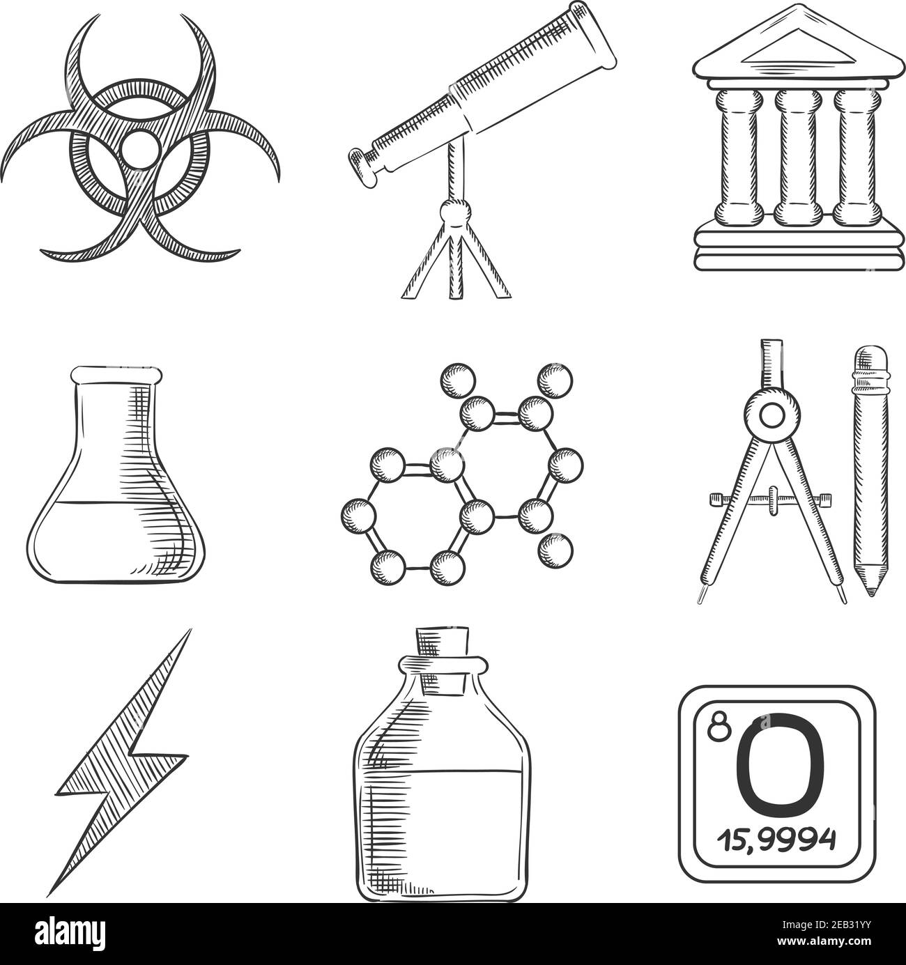 Science and education sketch symbols Science education and laboratory  experiments sketches with books lab flasks and  CanStock