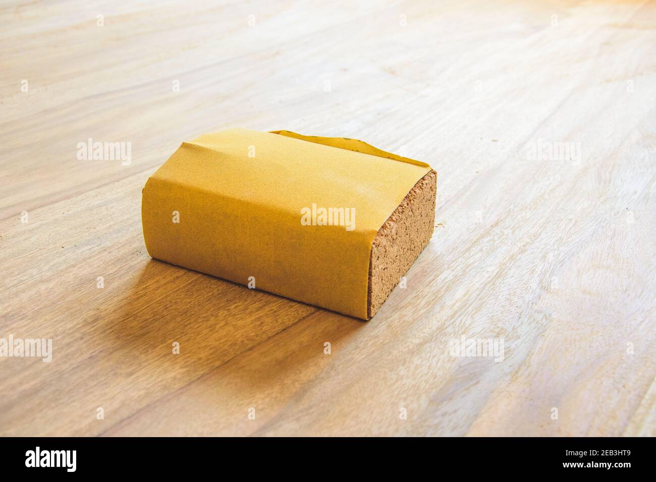 Wood with sandpaper Stock Photo Alamy