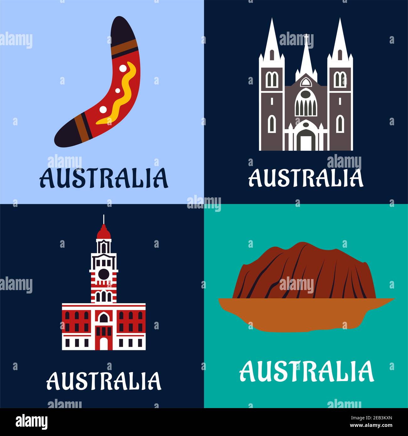 Australian nature and culture, history and religion symbols. Flat icons for travel concept or industry design Stock Vector Image & Art - Alamy