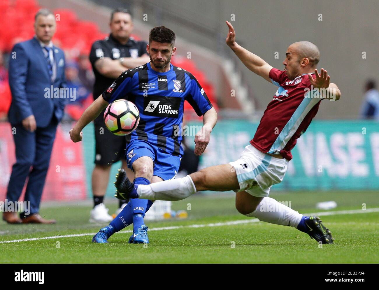 Britain Football Soccer - Cleethorpes Town v South Shields - FA Vase Final  - Wembley Stadium - 21/5/17 Liam Davis of Cleethorpes Town and Wayne  Phillips of South Shields in action Mandatory
