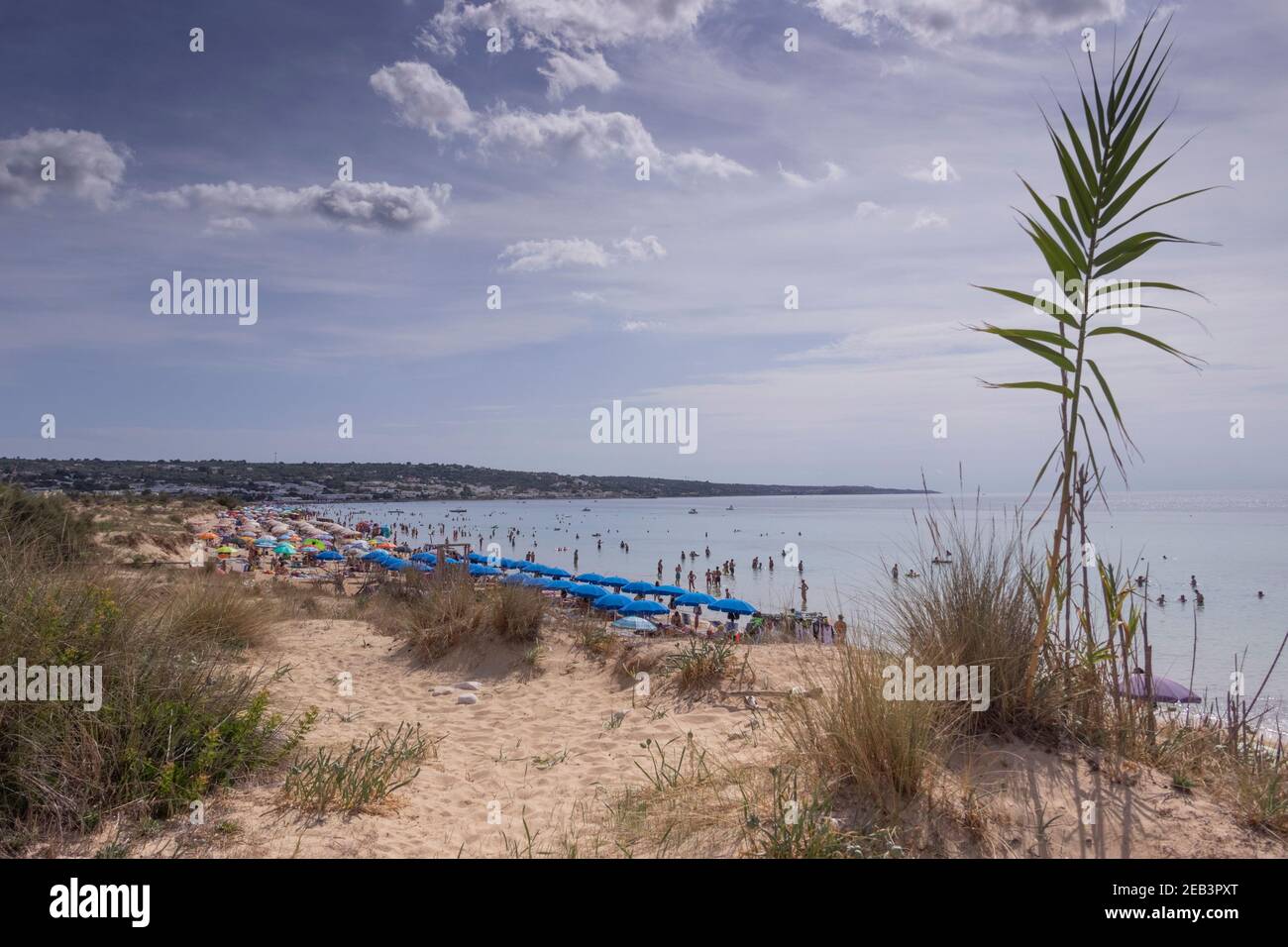 The most beautiful sandy beaches of Apulia (Italy): Pescoluse, the Maldives of Salento. Stock Photo