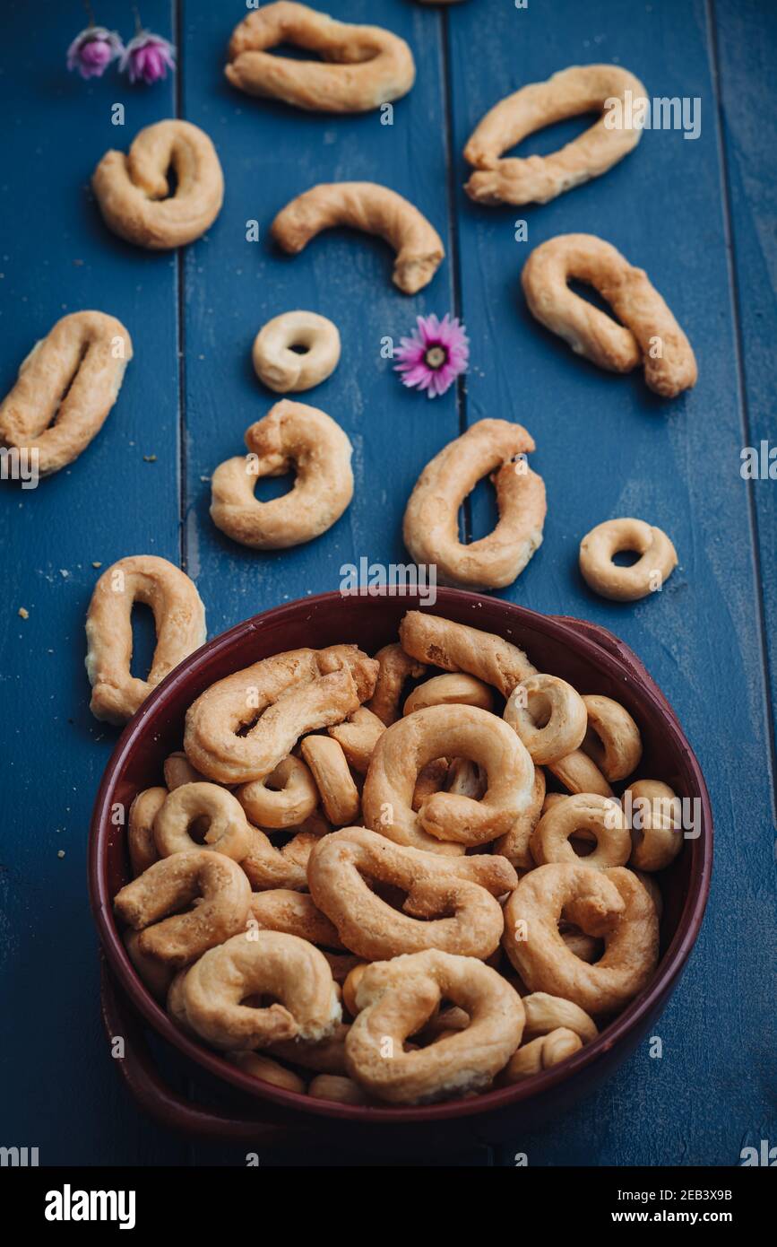 Crunchy traditional taralli snacks from Puglia region in Italy Stock ...
