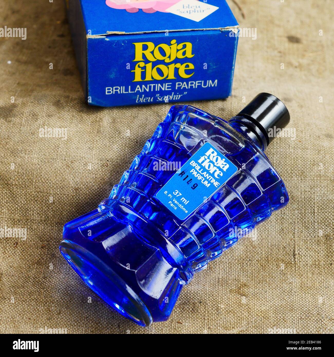 Blue Grease bottle, France Stock Photo