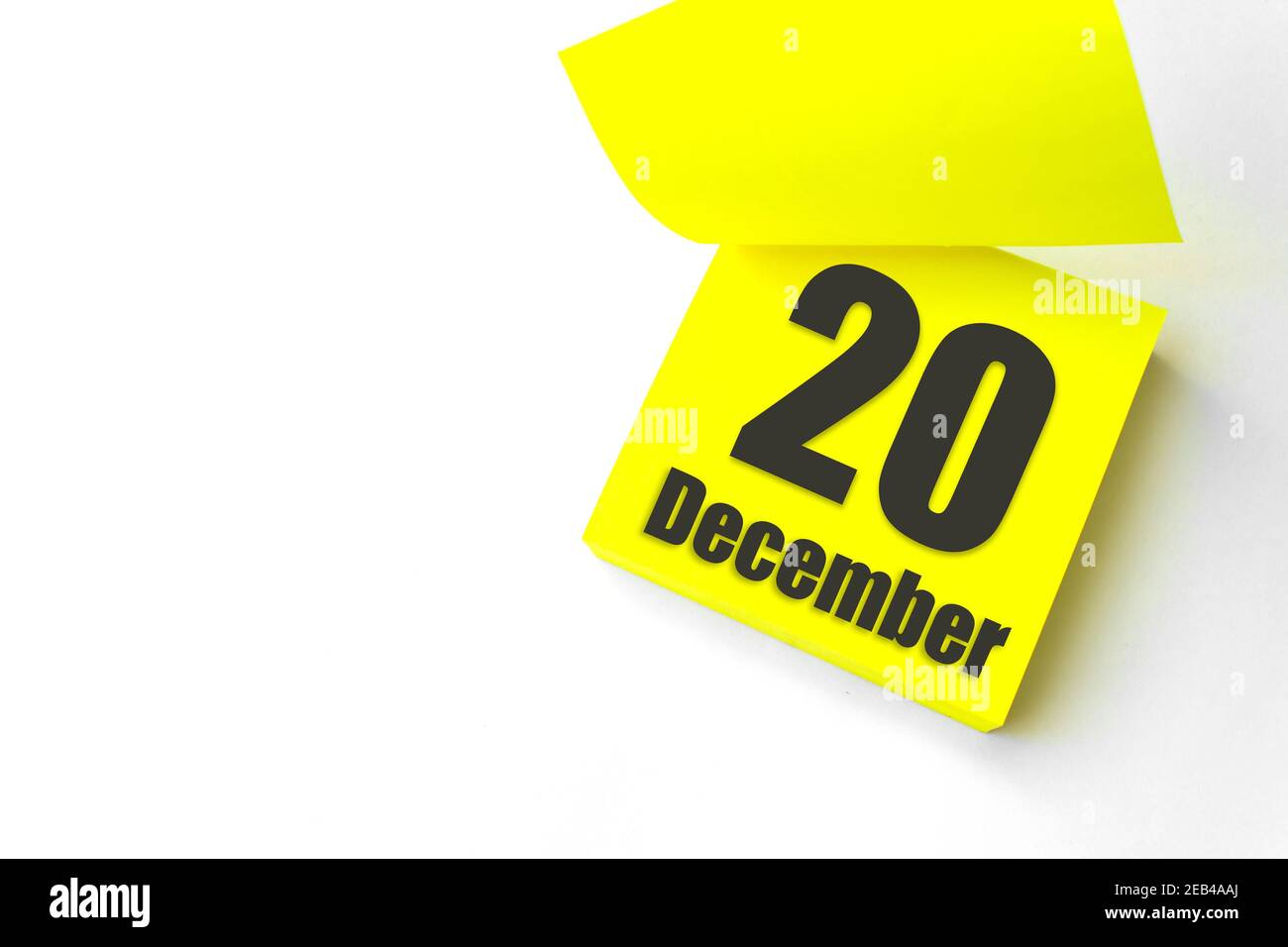 December 20th Day 20 Of Month Calendar Date Close Up Blank Yellow
