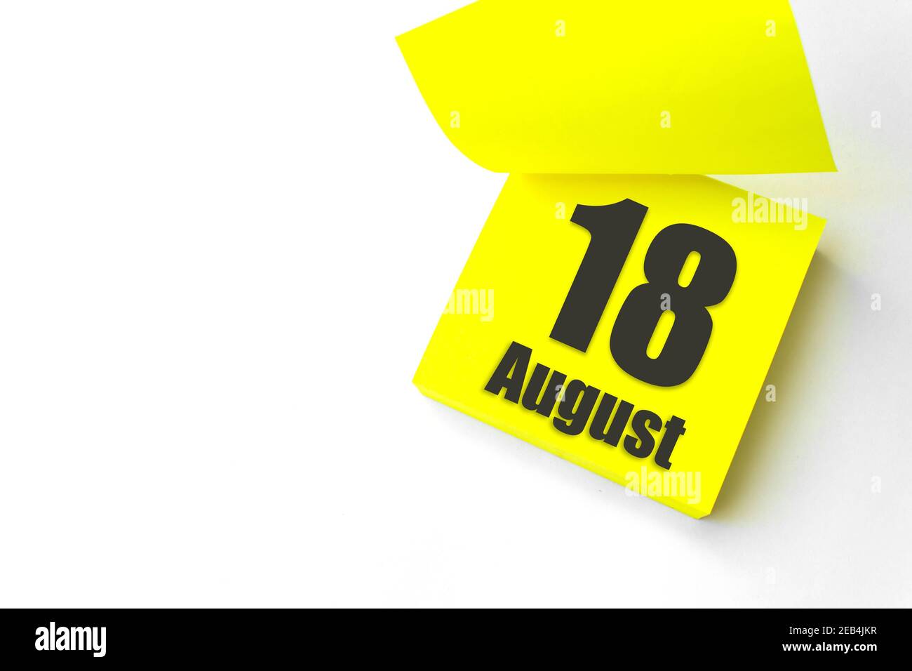 August 18th. Day 18 of month, Calendar date. Close-Up Blank Yellow ...