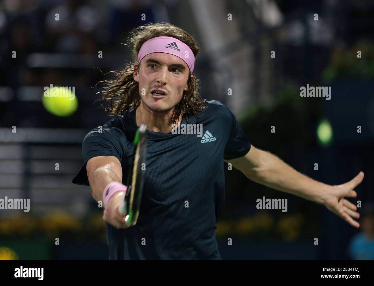 Tennis - ATP 500 - Dubai Tennis Championships - Dubai Duty Free Tennis  Stadium, Dubai, United Arab Emirates - March 1, 2019 Greece's Stefanos  Tsitsipas in action during his semi final match