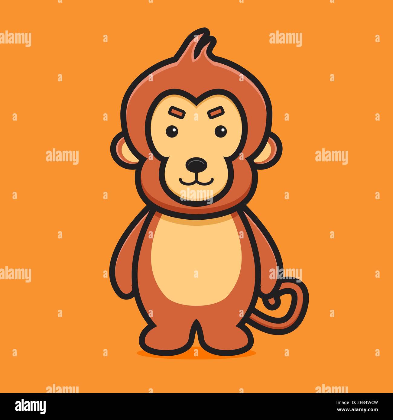Cute monkey mascot character cartoon vector icon illustration. World ...