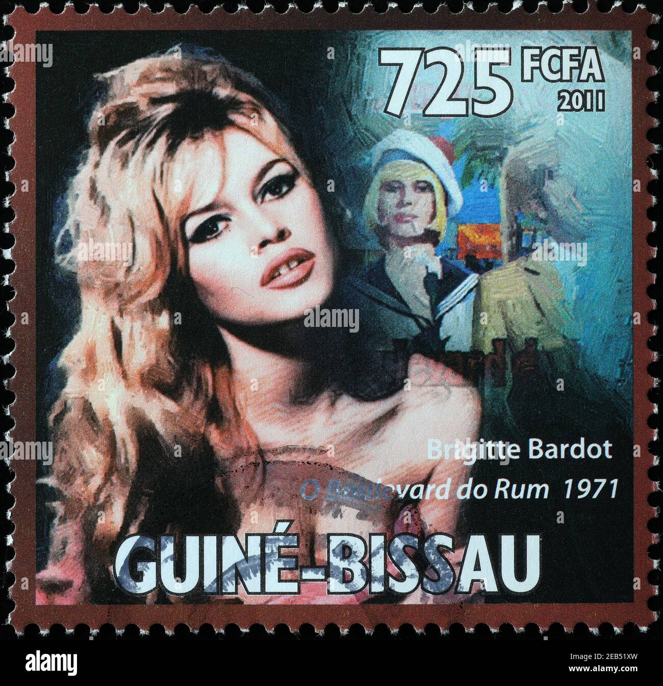 Beautiful portrait of Brigitte Bardot on postage stamp Stock Photo