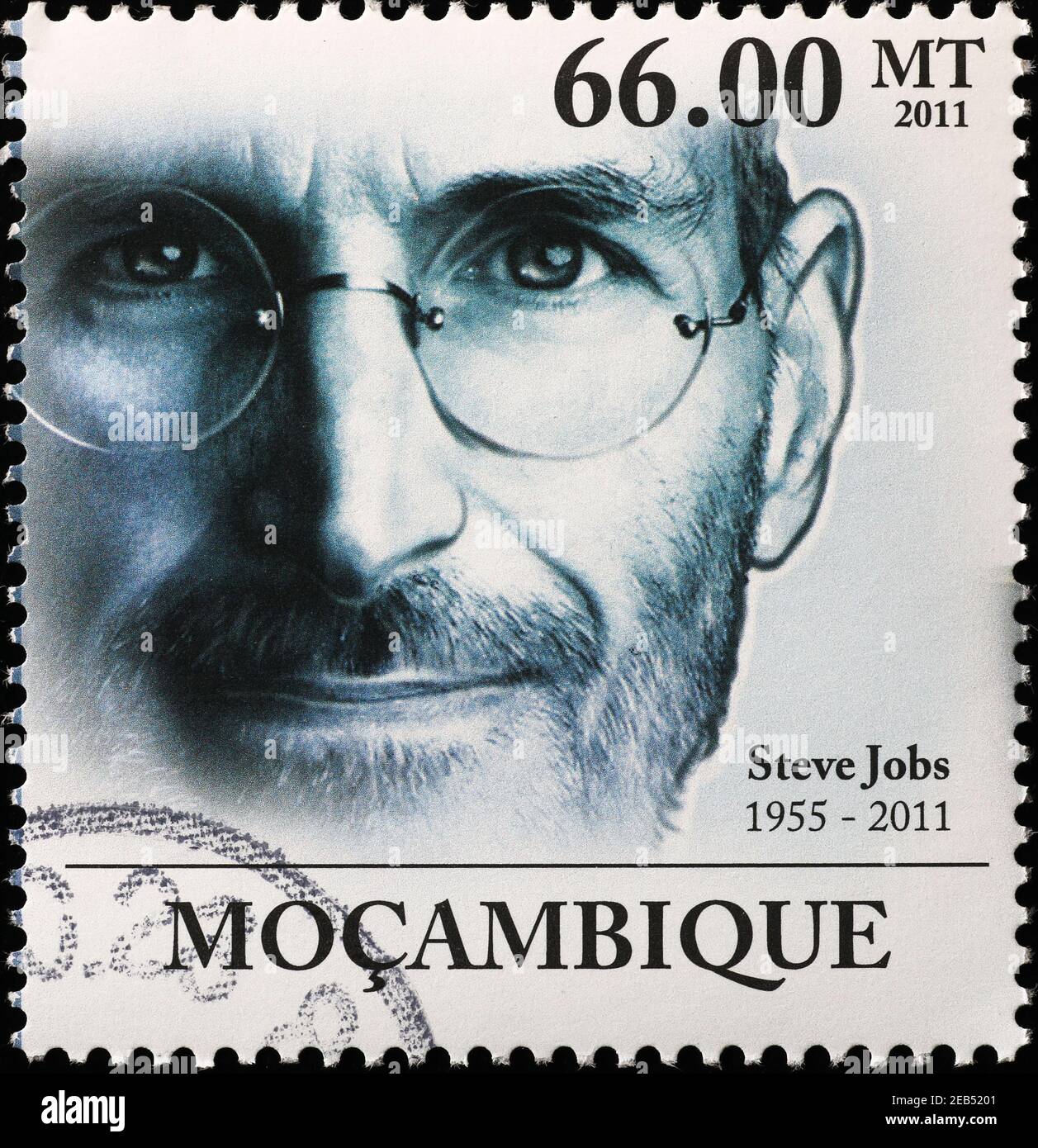 Beautiful portrait of Steve Jobs on postage stamp Stock Photo