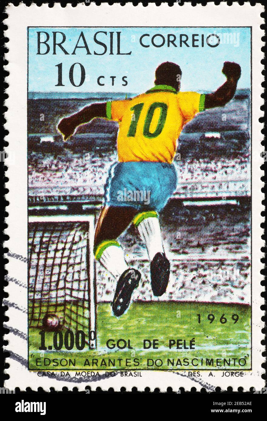 Celebration of thousandth goal by Pelé on brazilian sta Stock Photo