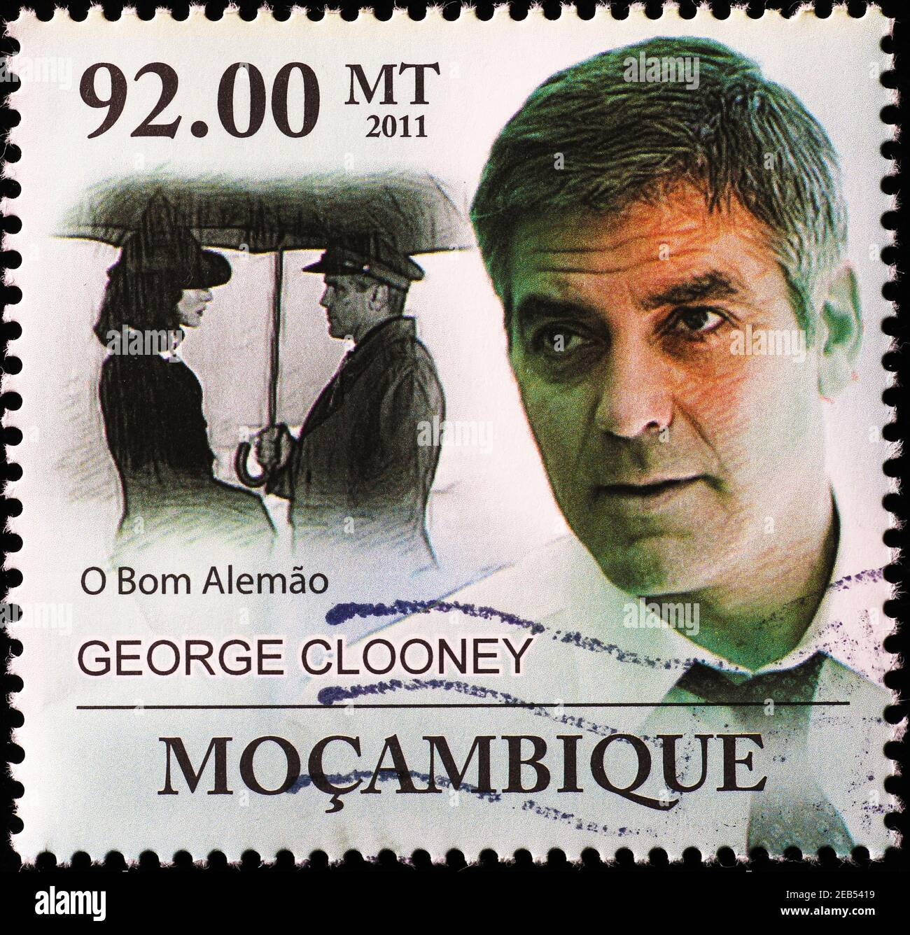 George Clooney on african postage stamp Stock Photo