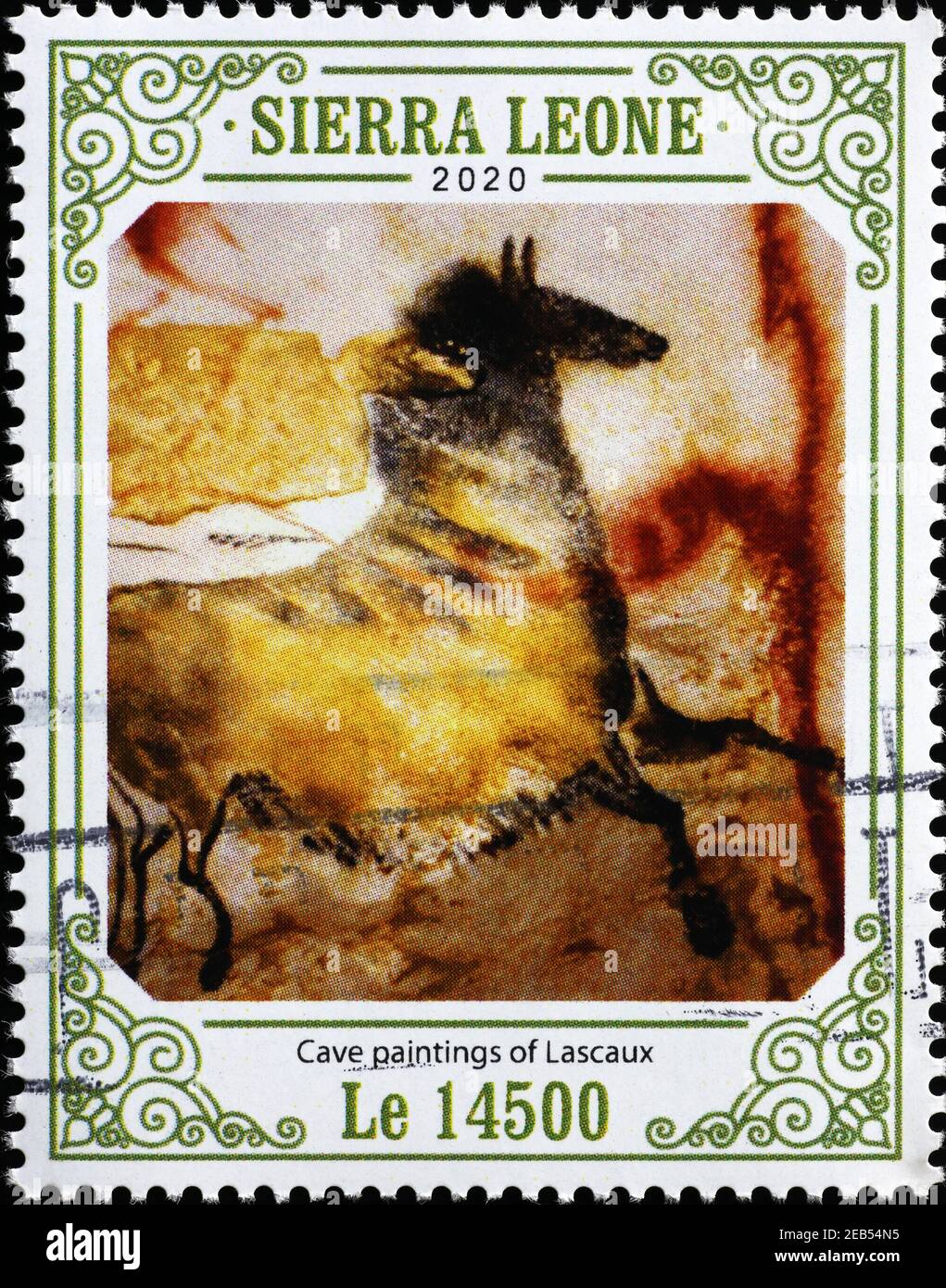 Horse in cave paintings of Lascaux on postage stamp Stock Photo
