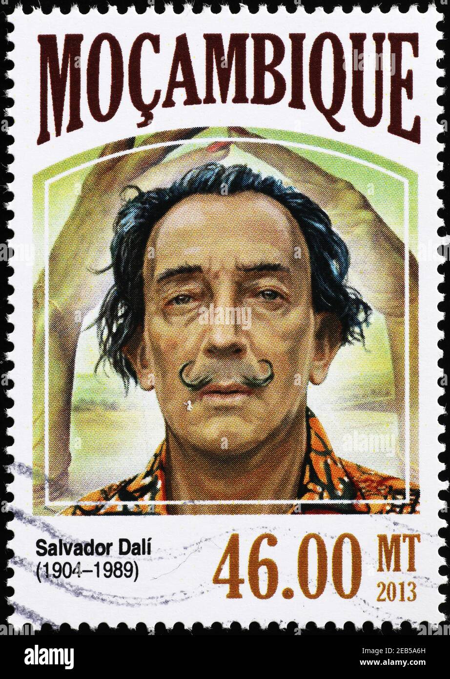 Salvador Dalì portrait on african postage stamp Stock Photo