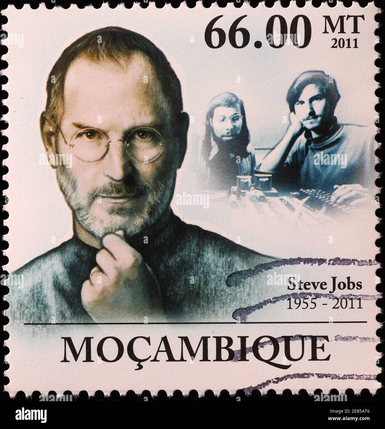 Steve Jobs portrait on african stamp Stock Photo