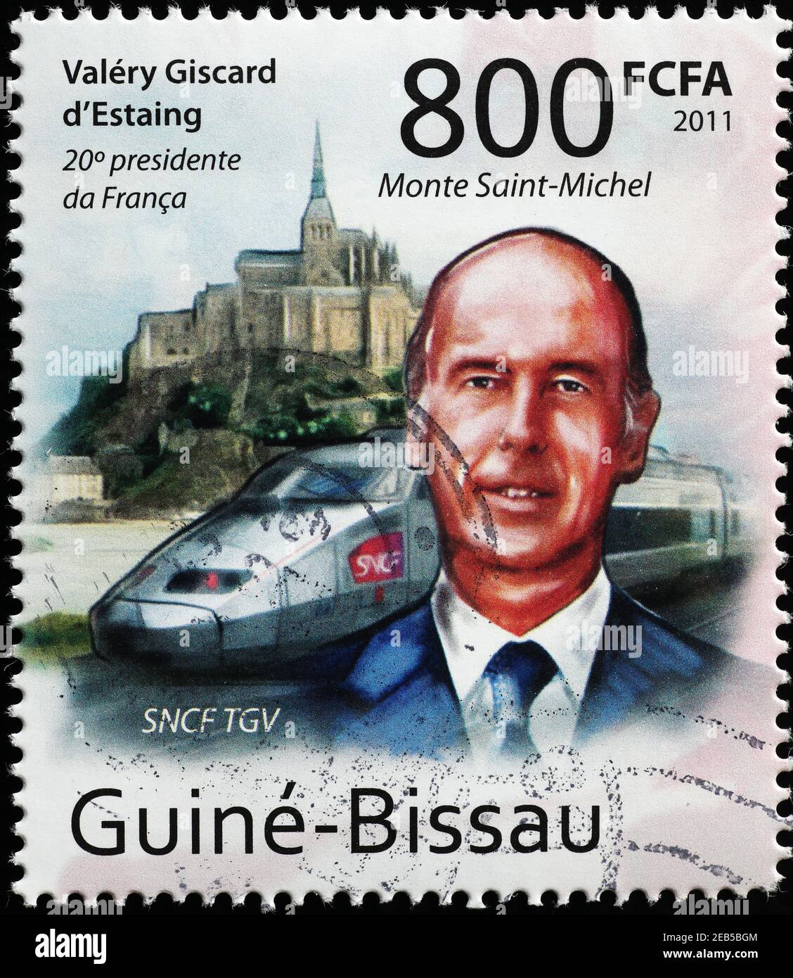 Valery Giscard d'Estaing portrait on postage stamp Stock Photo
