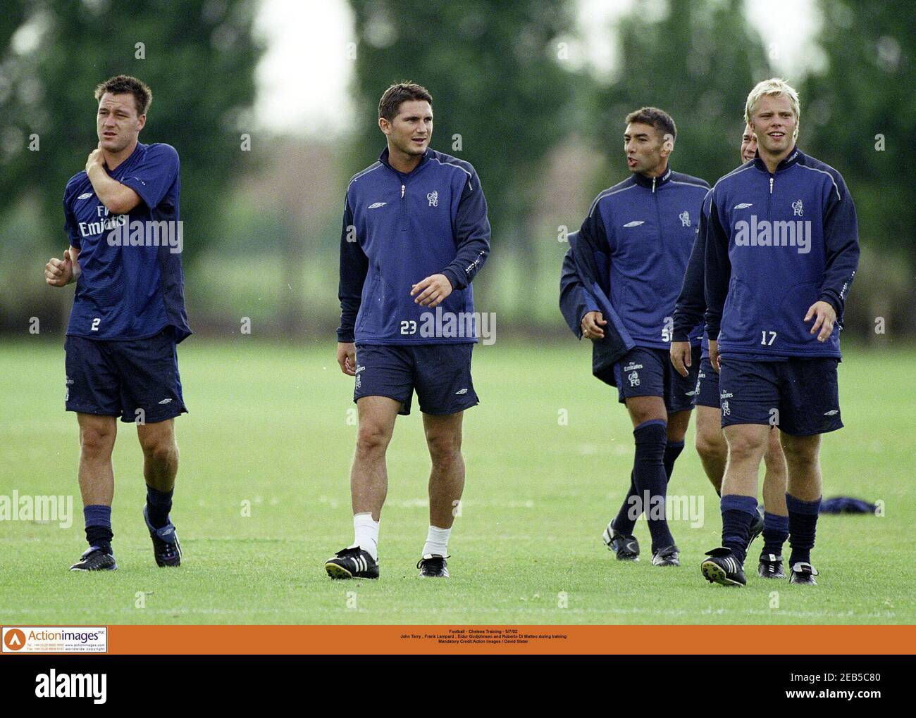 Football Chelsea Training 5 7 02 John Terry Frank Lampard Eidur Gudjohnsen And Roberto Di Matteo During Training Mandatory Credit Action Images David Slater Stock Photo Alamy