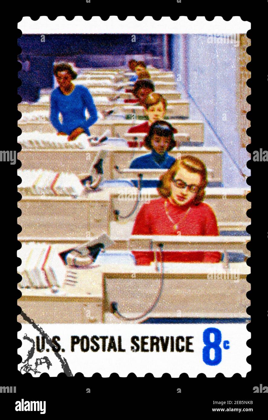 UNITED STATES OF AMERICA - CIRCA 1970: A stamp printed in USA dedicated to postal service, circa 1970 Stock Photo