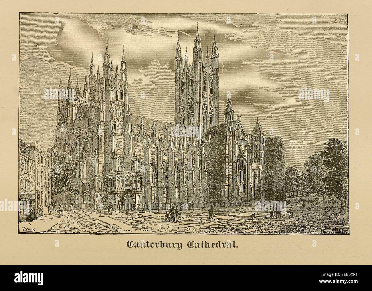 Cathedral at Canterbury, Kent, England From ' The pictorial Catholic library ' containing seven volumes in one: History of the Blessed Virgin -- The dove of the tabernacle -- Catholic history -- Apparition of the Blessed Virgin -- A chronological index -- Pastoral letters of the Third Plenary. Council -- A chaplet of verses -- Catholic hymns  Published in New York by Murphy & McCarthy in 1887 Stock Photo