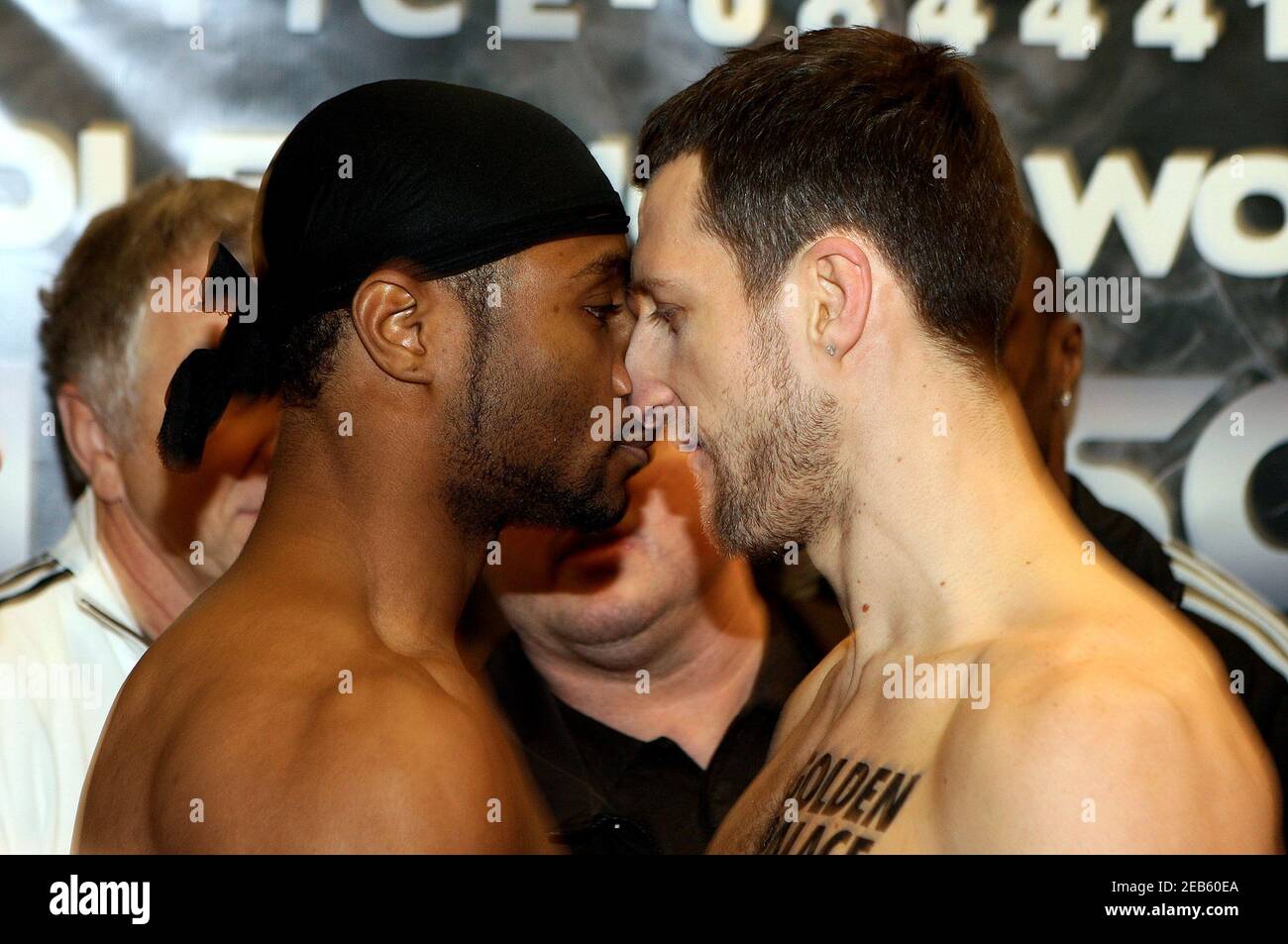 Boxing - Carl Froch & Jean Pascal Weigh-In - Victoria Shopping Centre, Nottingham, NG1 3QN - 5/12/08  Jean Pascal (L) and Carl Froch during the Weigh In  Mandatory Credit: Action Images / Scott Heavey  Livepic Stock Photo