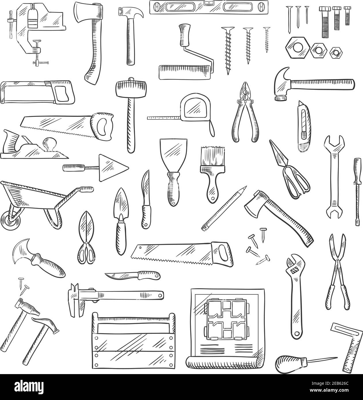 Cusco extract Stier Construction hand tools icons of hammer and axe, saws and wrench,  screwdrivers and scissors, trowel and spatula, paintbrush and roller,  knives and fas Stock Vector Image & Art - Alamy