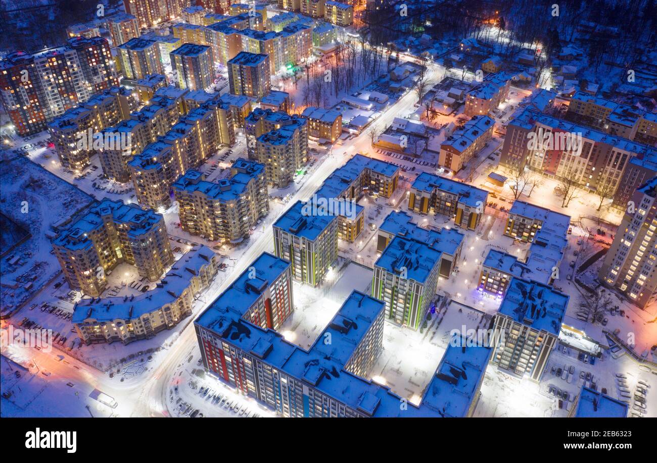 Evening traffic jams in the city. Aerial view Stock Photo Alamy