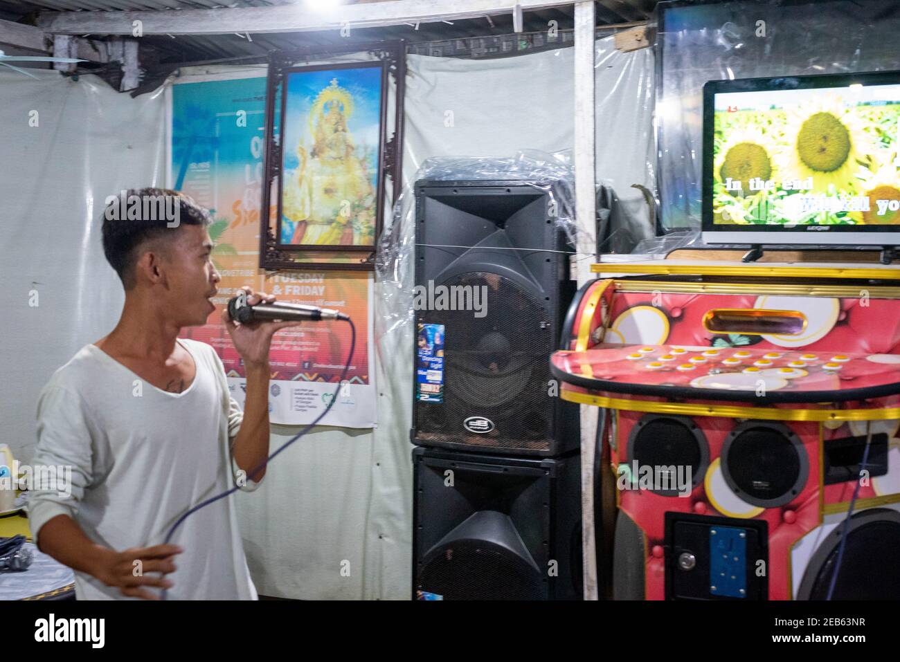 Karaoke at the Philippines, Siargao Island Carinderia Stock Photo Alamy