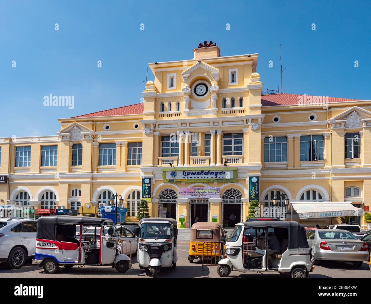 The main post office building in Phnom Penh, Cambodia, originally built by the French during colonial times. Stock Photo