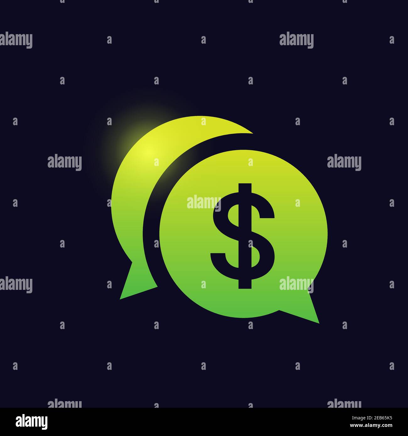 chat bubble with dollar sign speech communication glowing neon icon ...