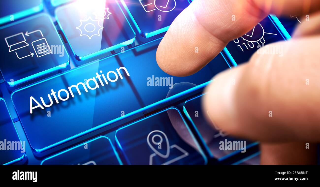 Automation Glass Key on Conceptual Keyboard.undefined3D Illustration ...