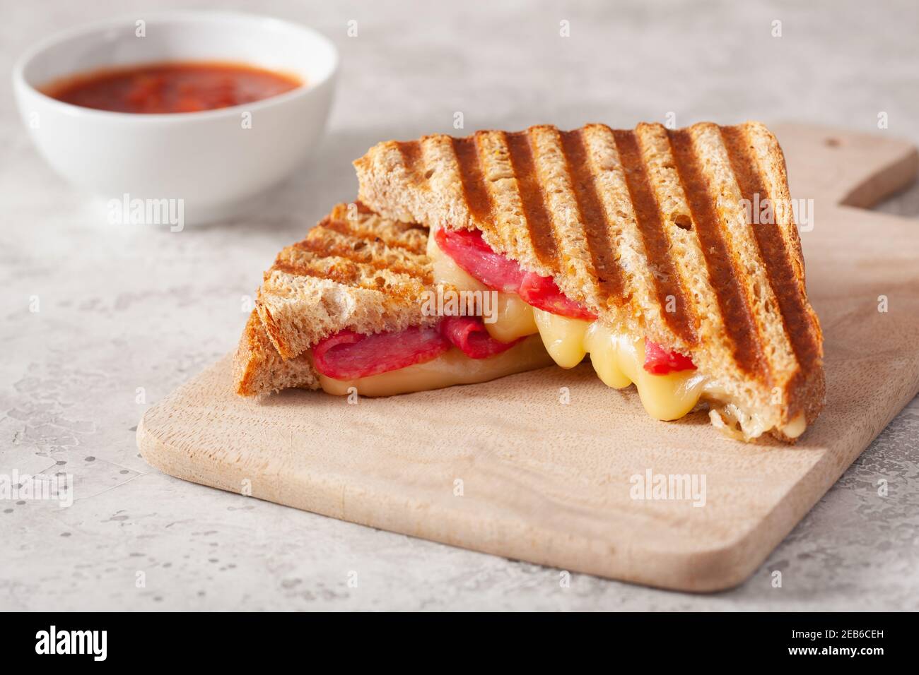 grilled salami and cheese sandwich Stock Photo Alamy