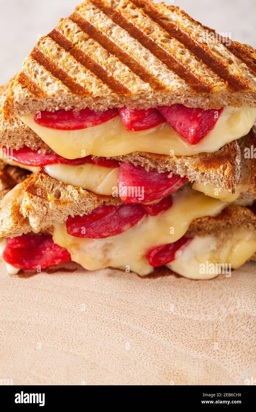 grilled salami and cheese sandwich Stock Photo Alamy