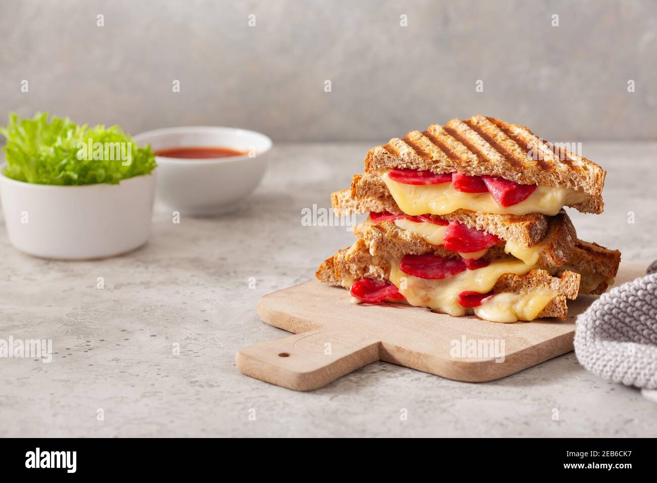 grilled salami and cheese sandwich Stock Photo Alamy
