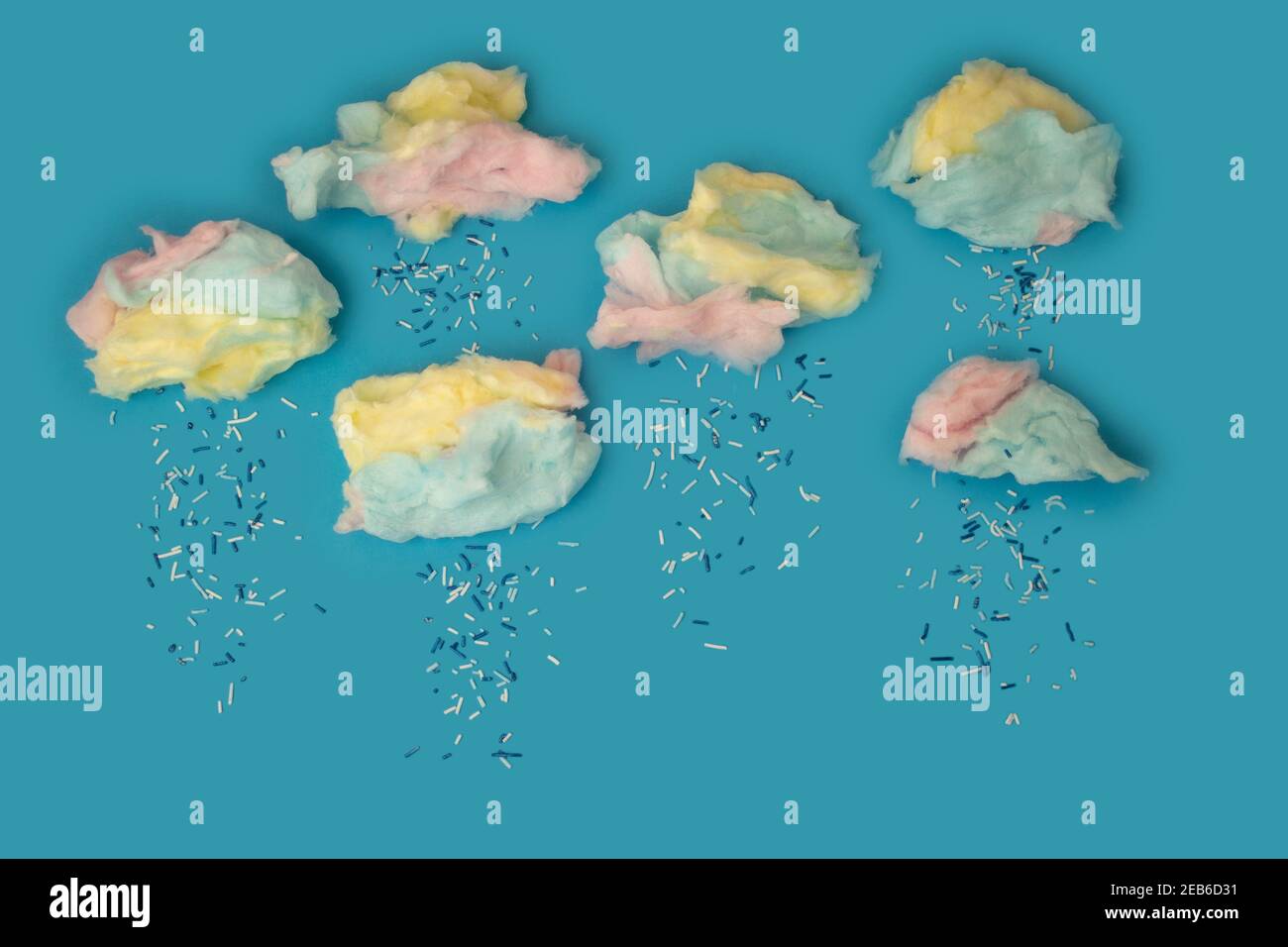 candy floss clouds raining sprinkles Stock Photo