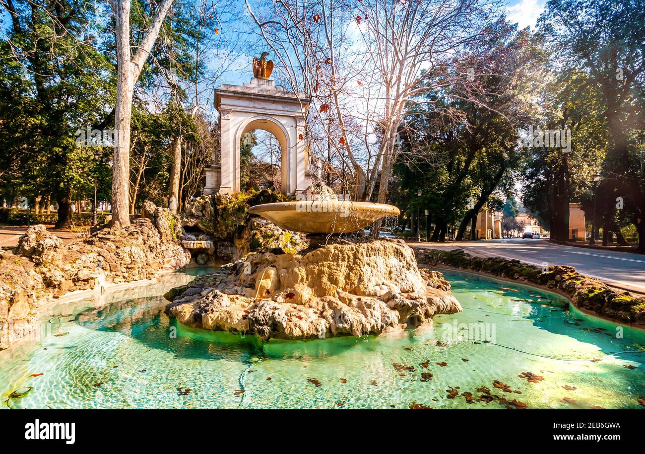 A magnificent fountain in the gardens of Villa Borghese in Rome, Lazio, Italy Stock Photo