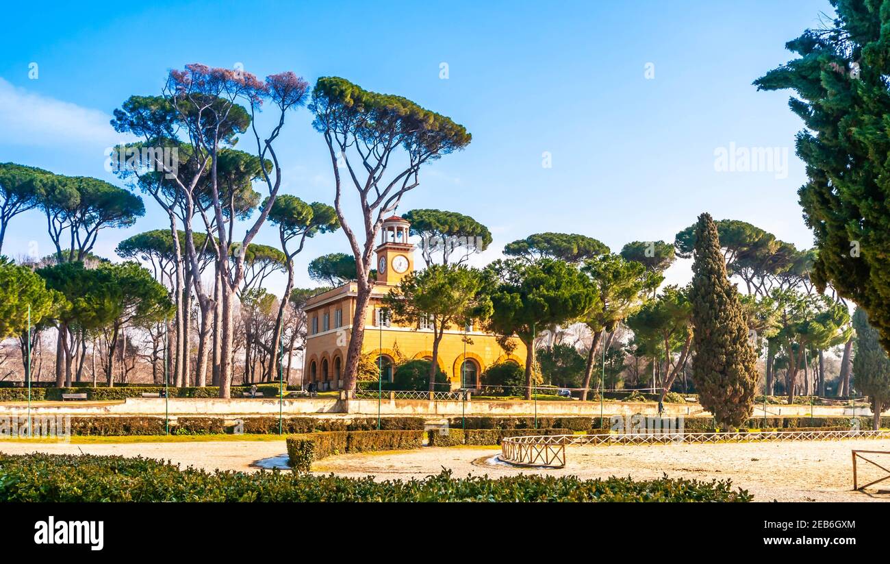 The gardens of Villa Borghese in Rome in Lazio, Italy Stock Photo