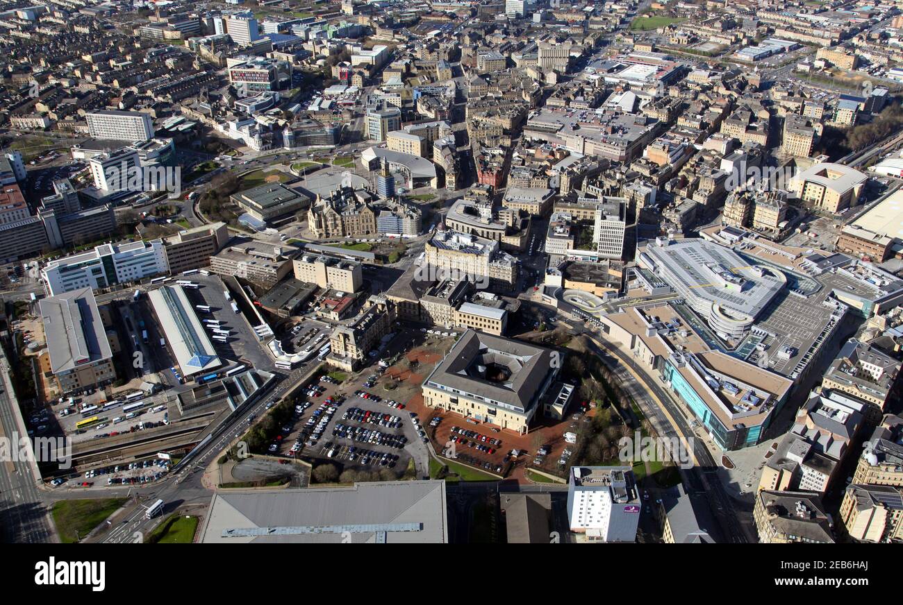Aerial view of bradford city centre hires stock photography and images