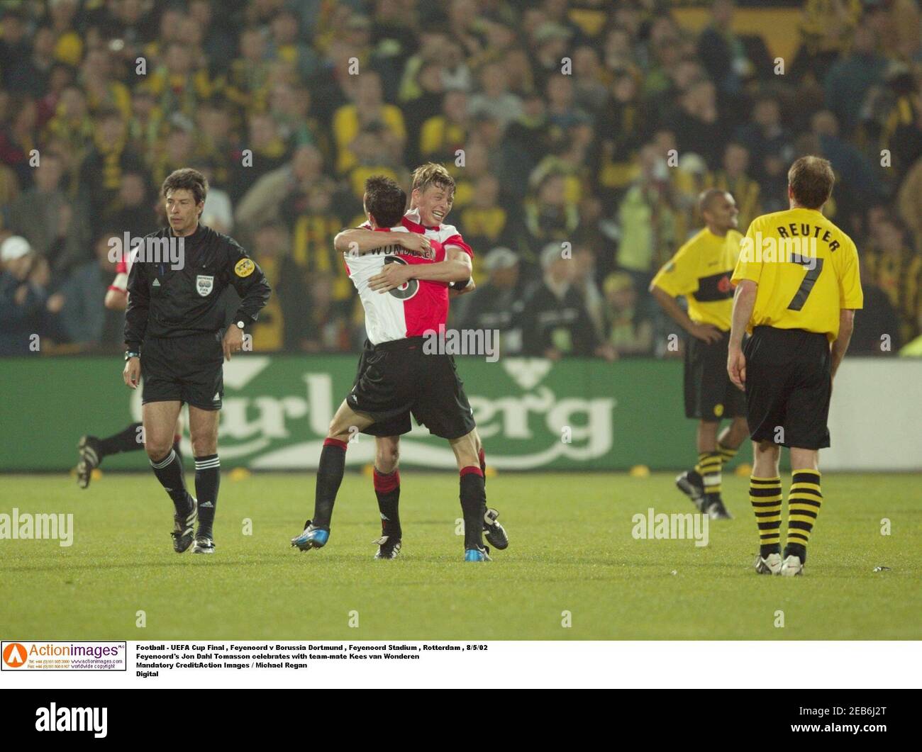 Feyenoord's Jon Dahl Tomasson (C) celebrates with his teammates after  scores against Lazio during their Group D Champions League match in Rome  February 29. VP/FMS Stock Photo - Alamy