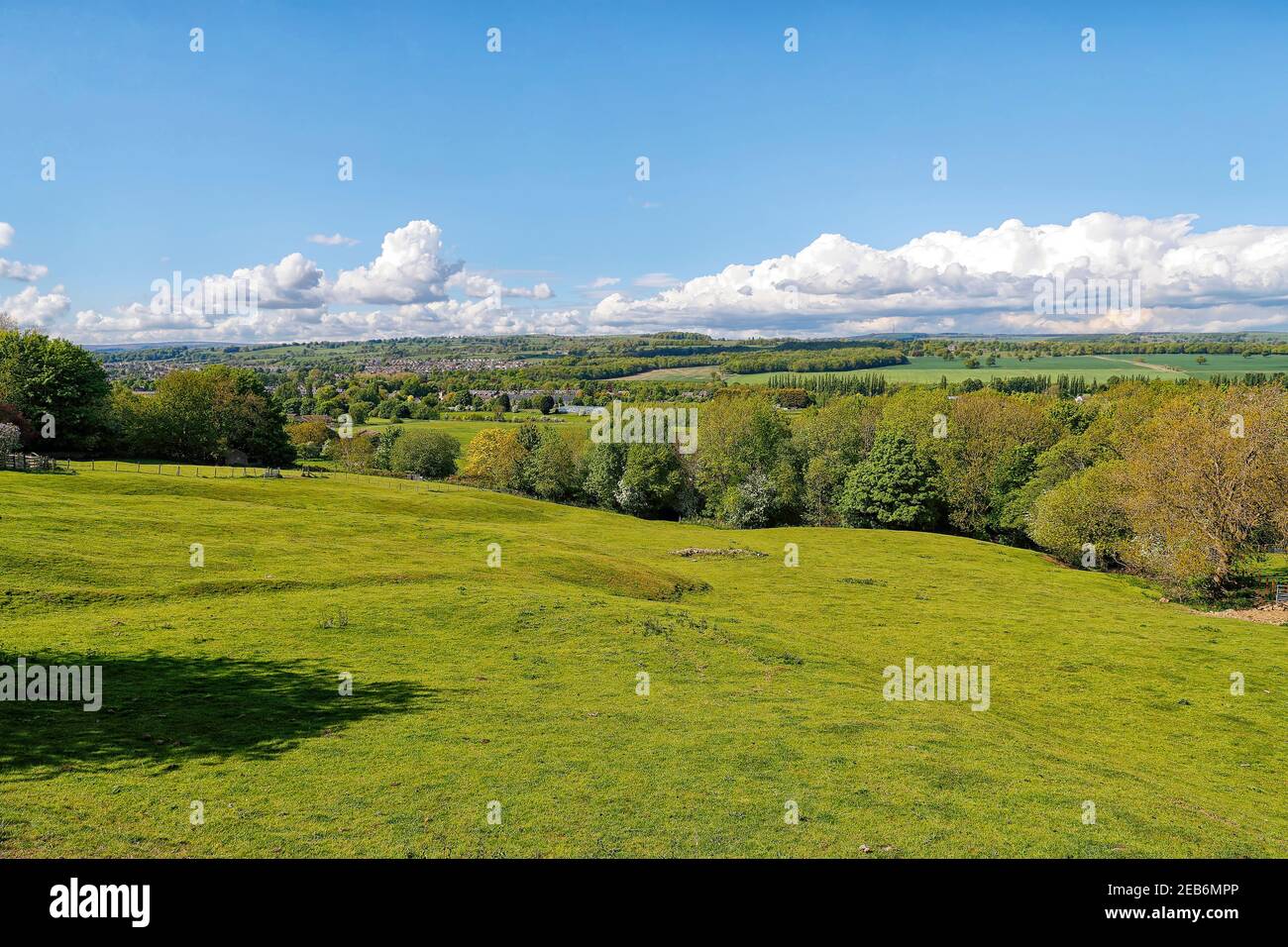 Looking over the Wharfe Valley towards Otley from Leeds road ( Otley Chevin East ) Stock Photo