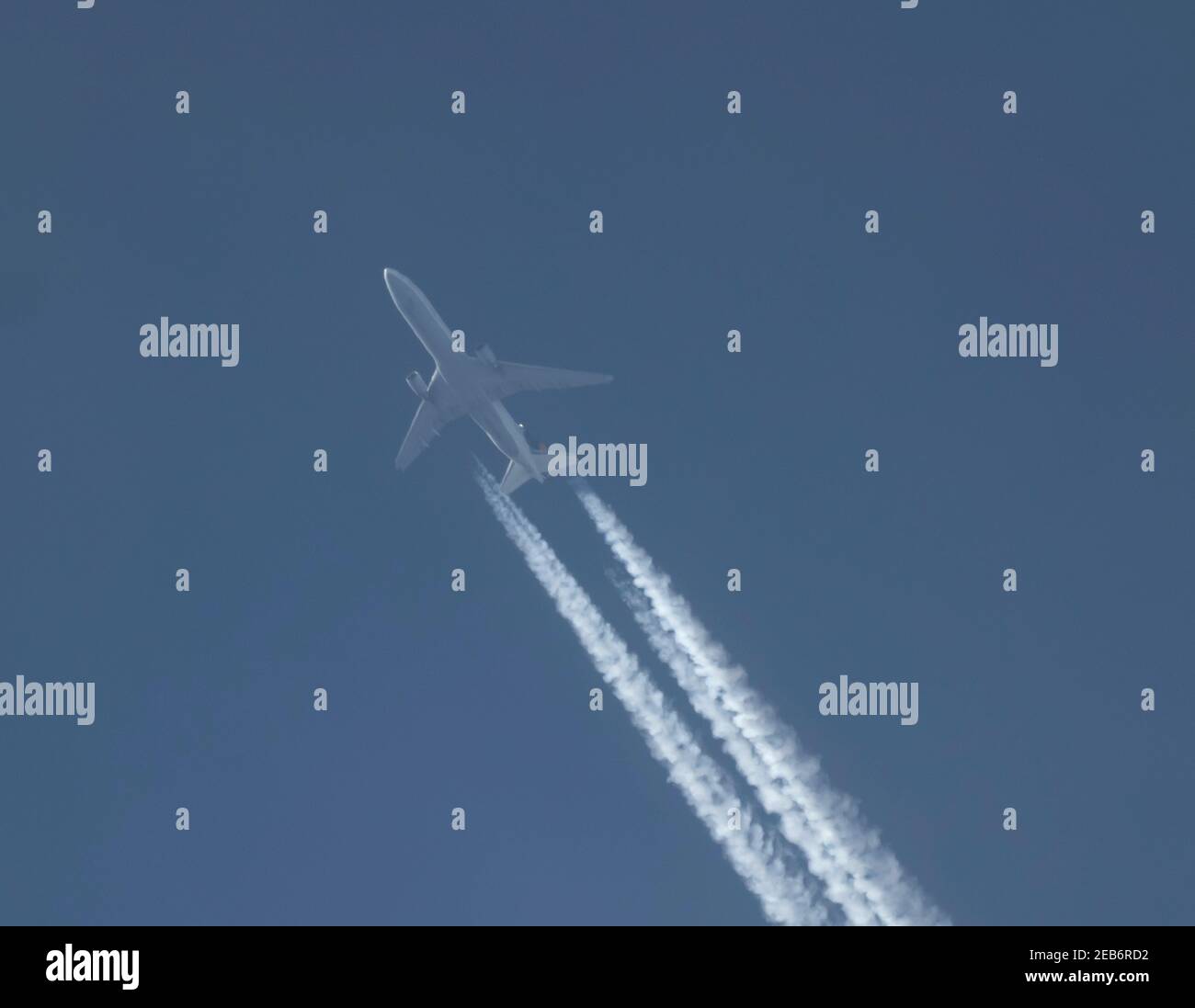 London, UK. 12 February 2021. Air traffic over London during the Covid-19 pandemic. Lufthansa Cargo McDonnell Douglas MD-11F flight from Chicago to Frankfurt at 34,900ft overflying London, UK. Credit: Malcolm Park/Alamy Stock Photo