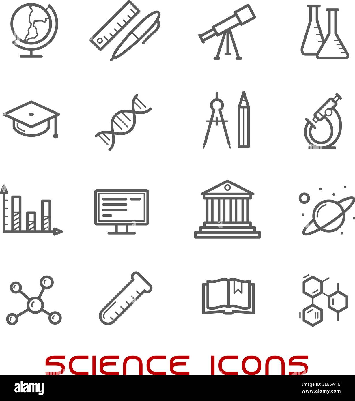 Science and education thin line icons with college and book, laboratory ...