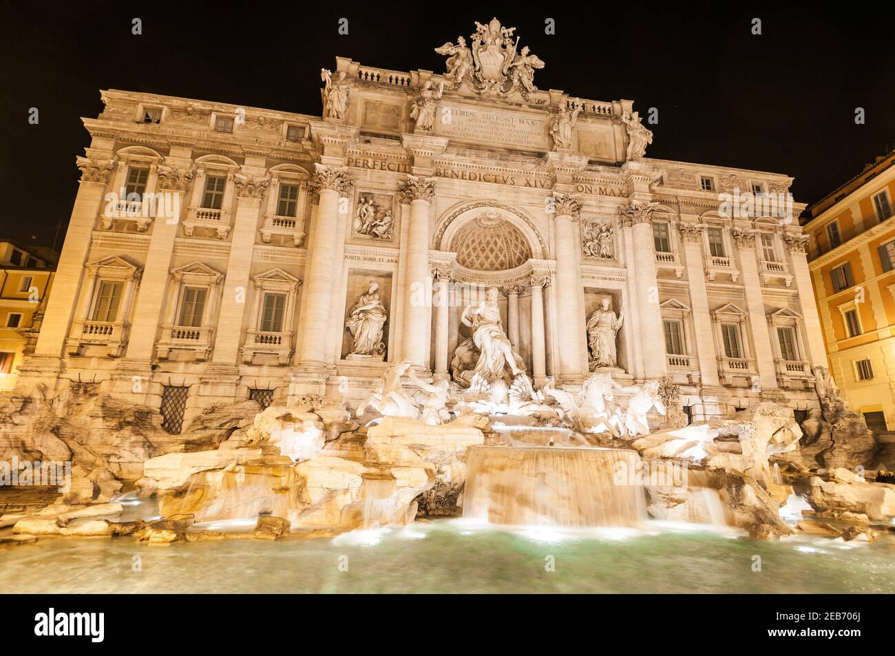 The Trevi Fountain at night, is the largest and one of the most famous fountains in Rome. Italy