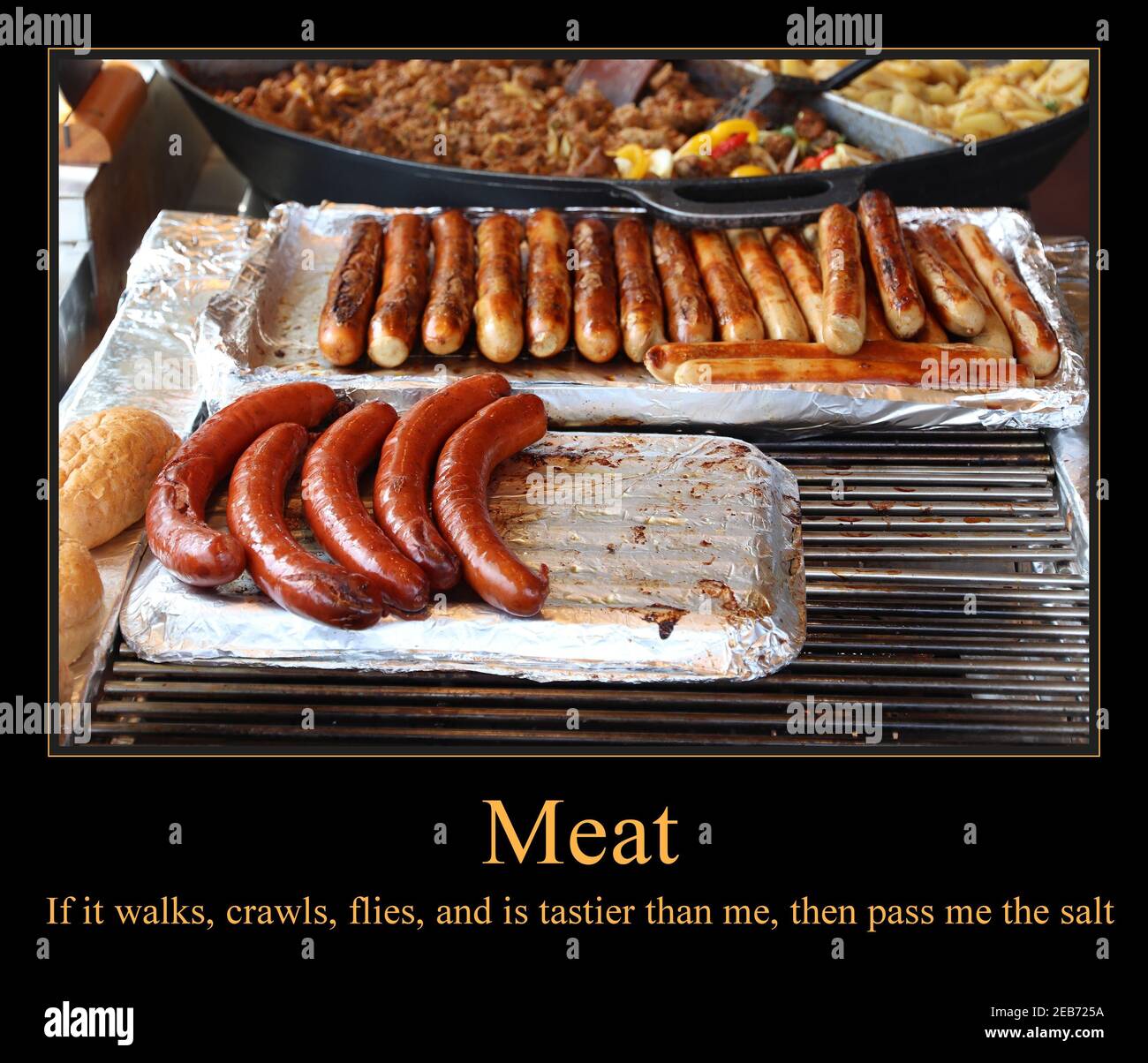 Meat lovers diet funny meme for social media sharing. BBQ joke