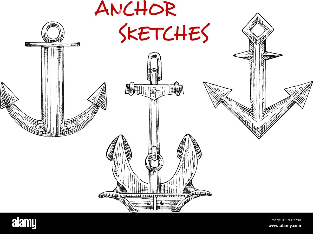Retro marine stocked anchors icons Stock Vector by ©Seamartini 105334828